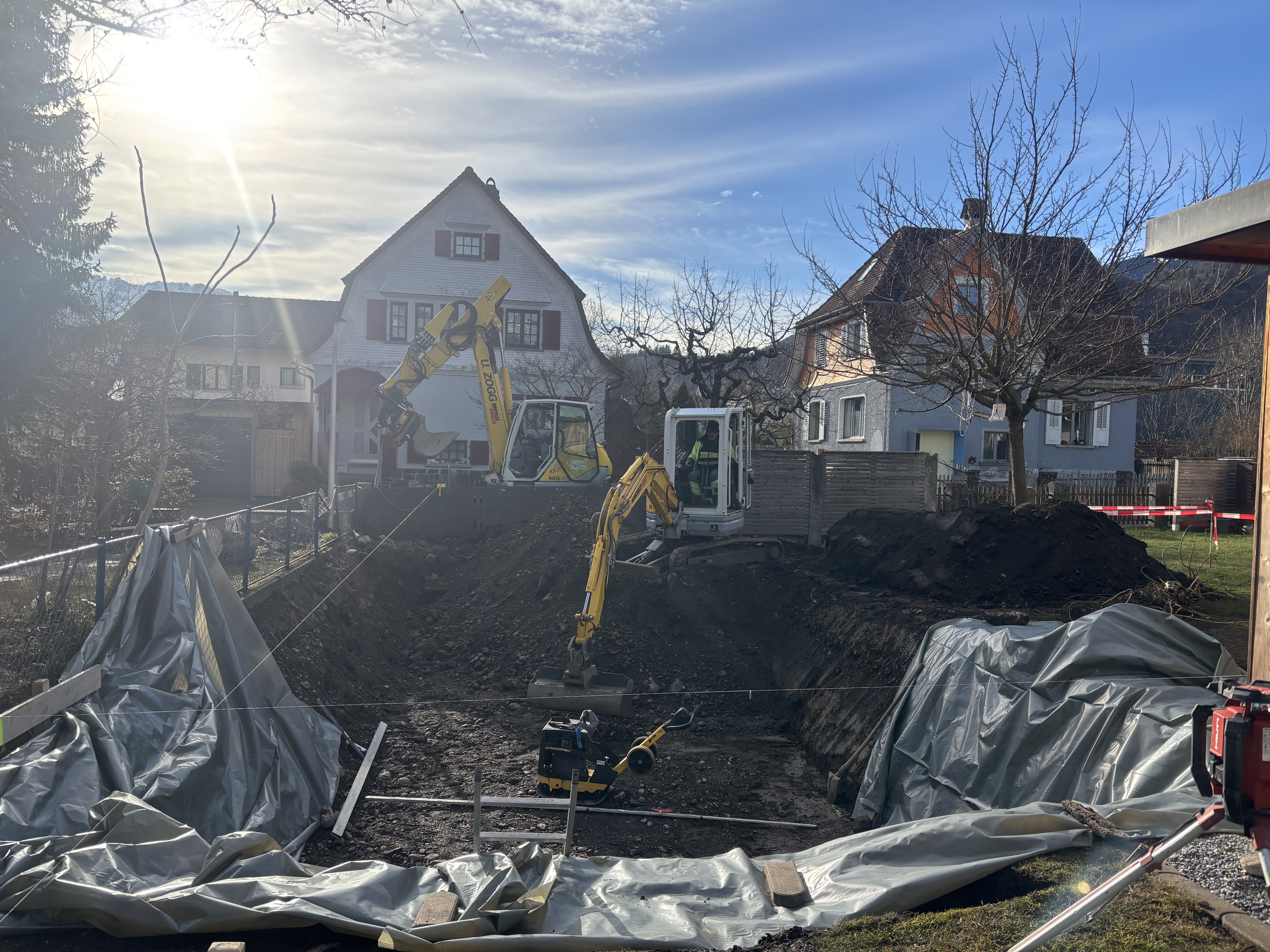 Aushub für Naturpool, Groffeldstrasse, Buchs