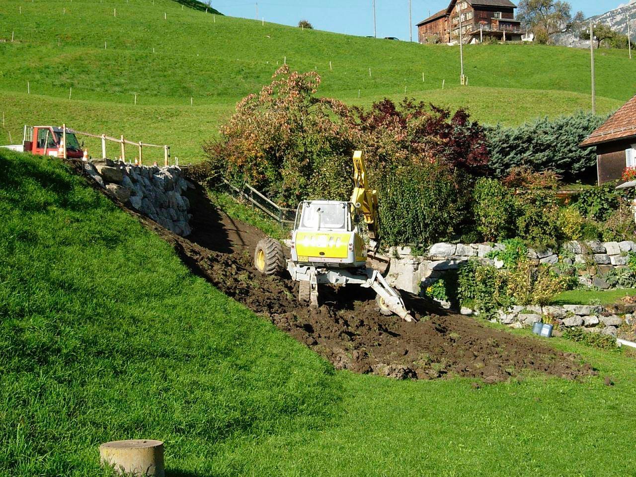 Natursteinmauer zur Hangsicherung, Masis, Grabs
